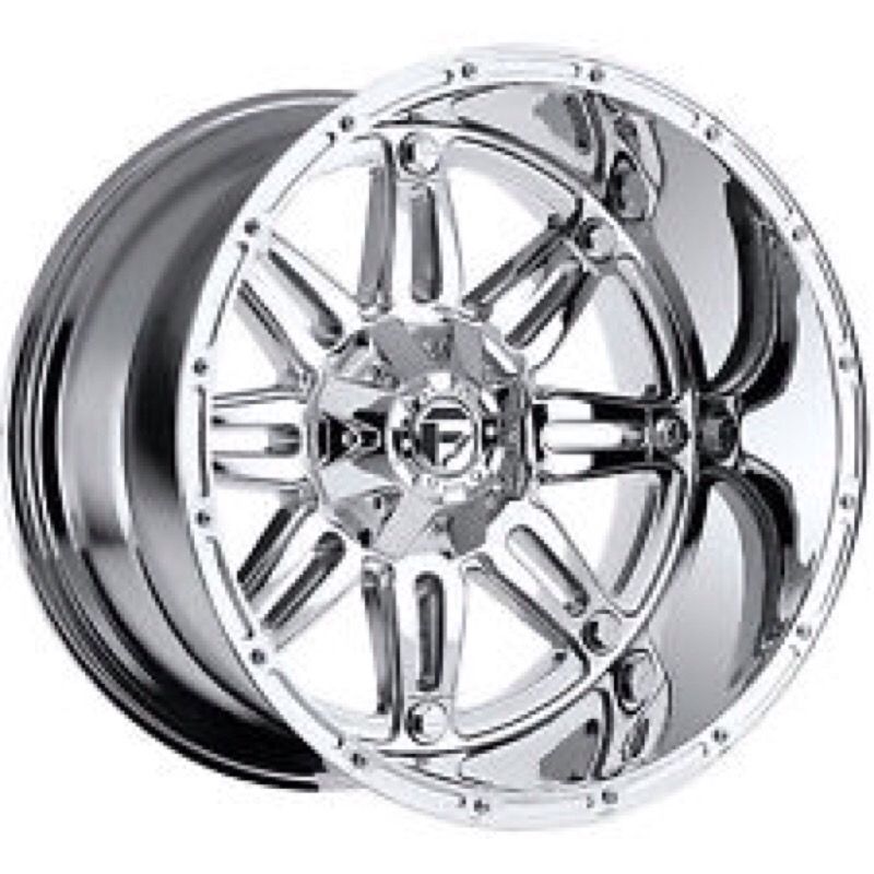 (4) GENTLY USED Fuel Hostage Wheel 18x12 8x170 -44mm Offset Chrome - FREE LUGS, WITH TIRES. TIRE SIZE:285/60R18 120H
