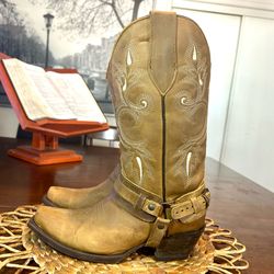 Women’s Western Leather Strap Boots -Size U.S. 7.5 (Mex 24.5) Botas de Cuero Vaqueras de Mujer