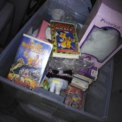 Walt Disney Vhs And Porcelain Indian Dolls