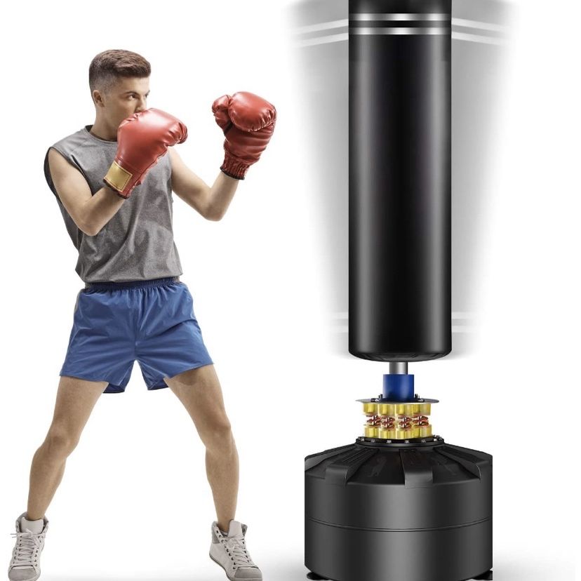 Twomaples Freestanding Punching Bag, 69'' Heavy Bag with Suction Cup Base 182 lb Stand Kickboxing Bags for Adult Youth - Heavy Punching Bag with Stand