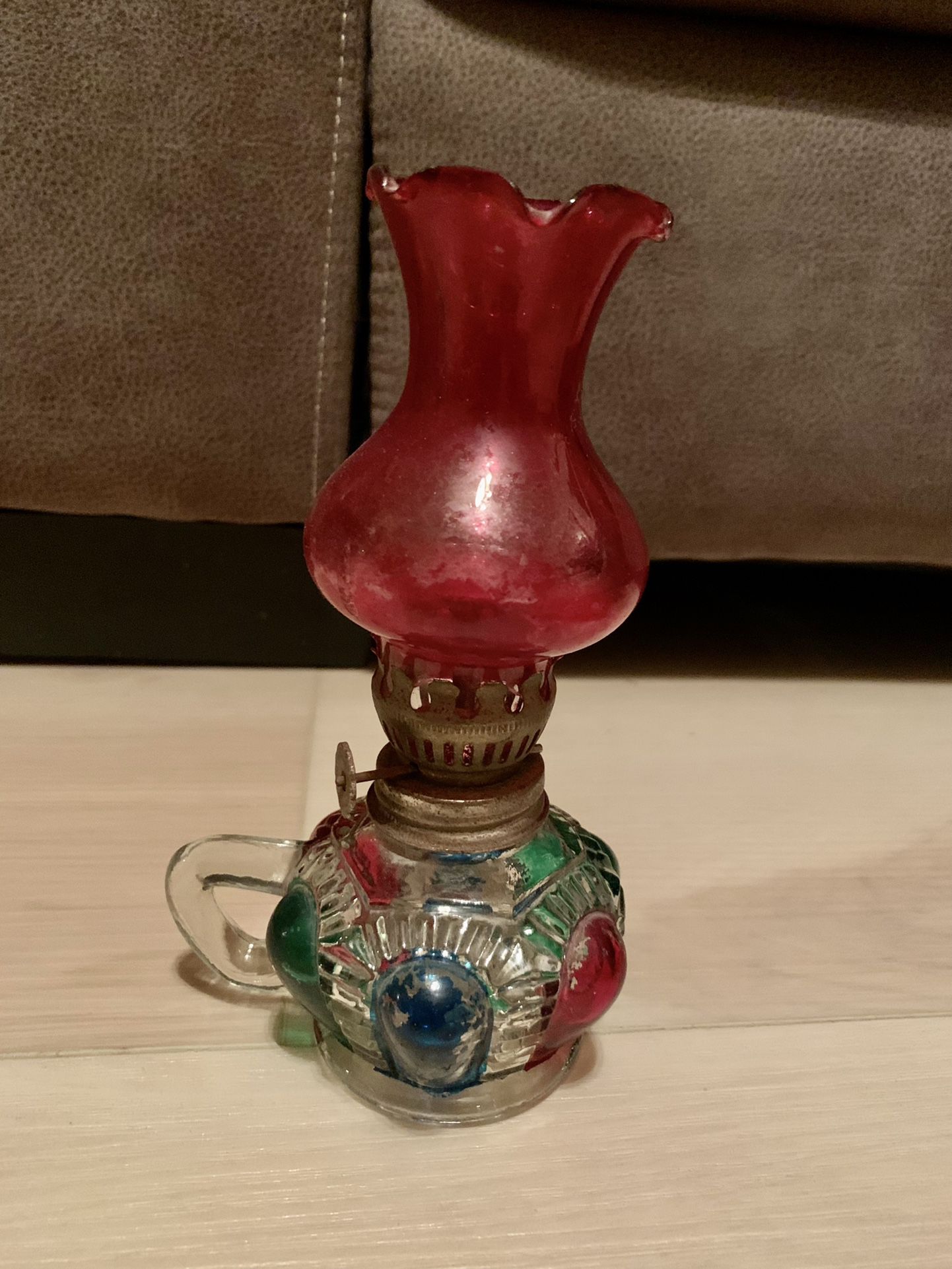Vintage Small Glass Oil Lamp
