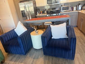 As Moving Sale – 2 West Elm Sapphire Navy Swivel Chairs