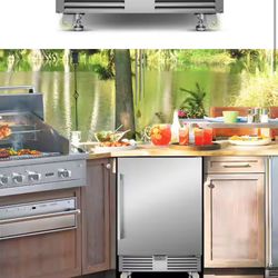24 in. Built-in/Freestanding Outdoor Beverage Center in Stainless Steel with 4 wheels and Digital Temperature Control