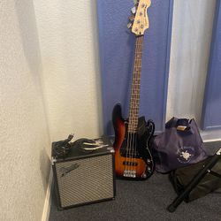 Bass Guitar Squier Affinity Series PJ Bass Pack With Fender Rumble 15G Amp 3-Color Sunburst