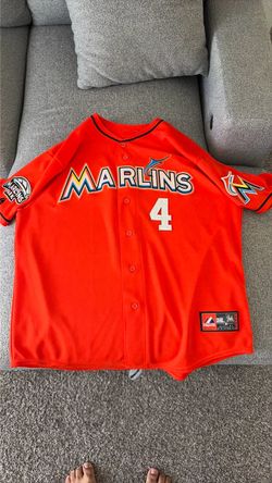 Miami Marlins #4 Majestic Orange Jersey