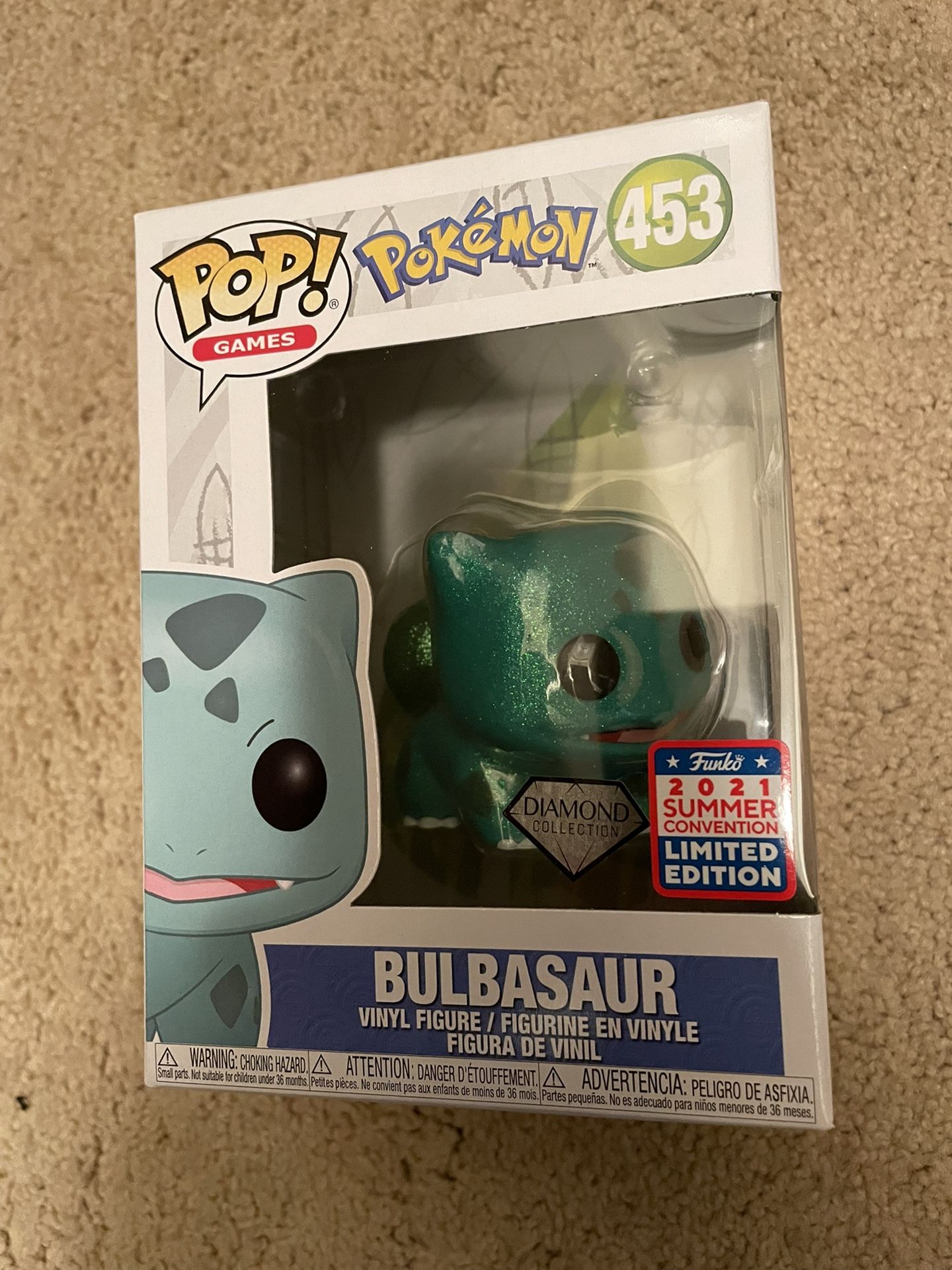 Funko Pop Exclusive Convention Pokémon Bulbasaur Diamond Glitter See Pic 2 Damaged Corner