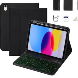 iPad 10th Generation Case with Keyboard,7 Color Backlit,