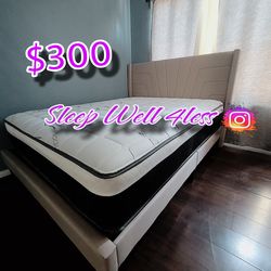 NEW QUEEN BED WITH MATTRESS