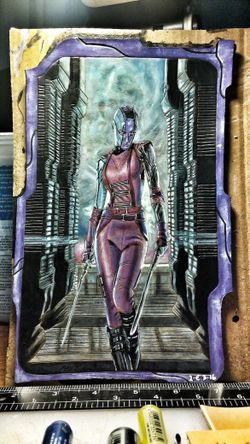 Handmade leather painting Nebula guardians of the galaxy