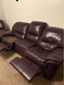 Stress free couch (that reclines), a chair (that reclines), and a love seat…. Real leather and made to last