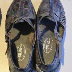 Mens Black Leather Sandles Size 9.5