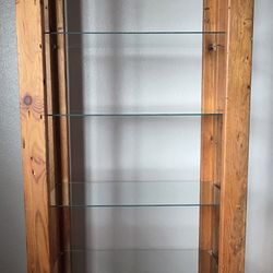 Unique Rustic Wood & Glass Shelf Disp1cas.MustSee!