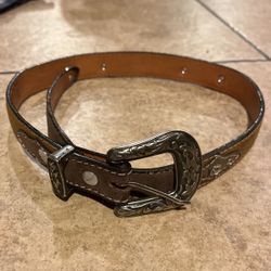 Leather Cowboy Belt with Rhinestones