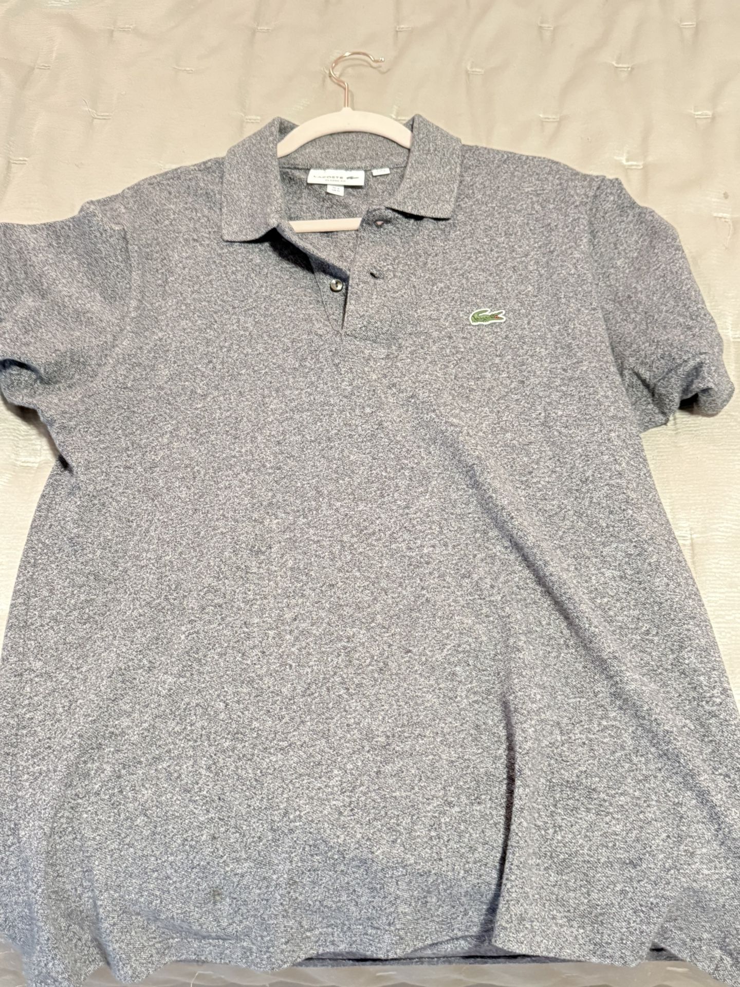 Mens Lacoste Polo Shirt Size 4 Medium Color Grey Charcoal