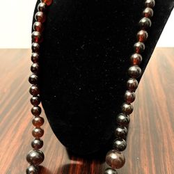 Unique Natural Dark Red Amber Necklace 81g Beaded
