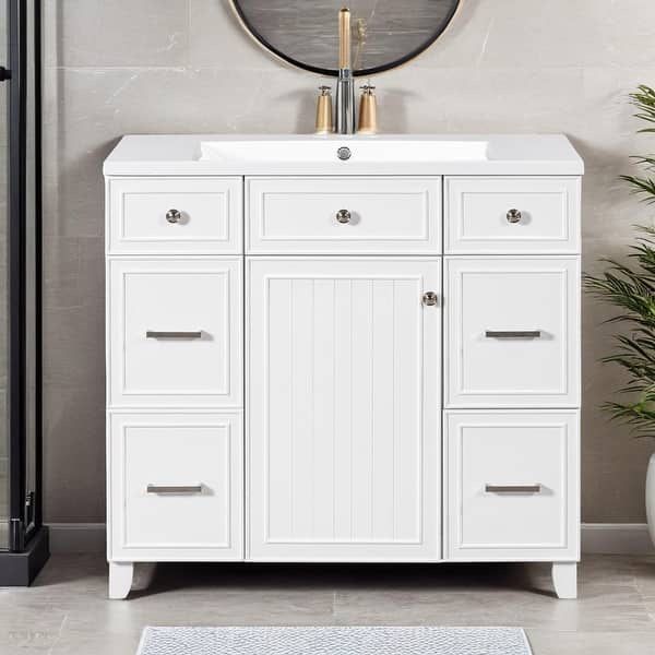 36" Bathroom Vanity Cabinet with Sink Top Combo Set,White,Single Sink,Shaker Cabinet with Soft Closing Door and Drawer