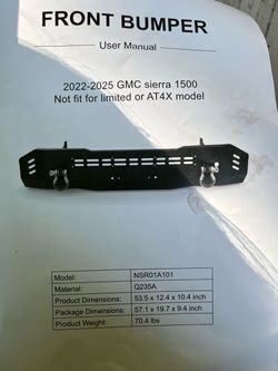 Front Bumper for 2022-2025 GMC sierra 1500