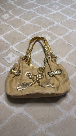 Michael Kors Gold Straw Shoulder Bag