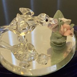 Miniature Crystal Glass Hummingbird With Flower