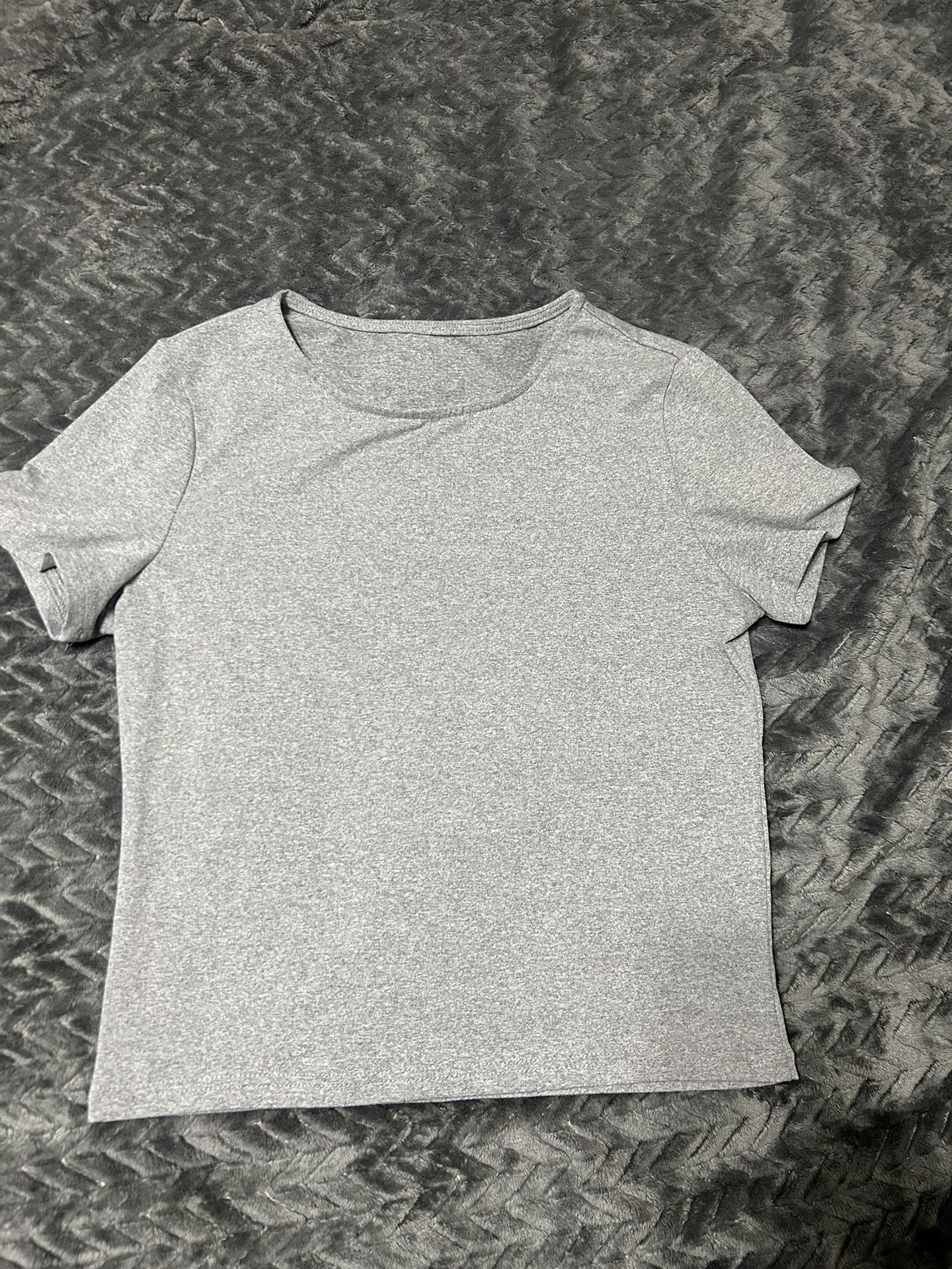 Grey Short Sleeve Cropped Stretch Tee – Size Small 