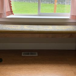 [FAST SALE!] Mid-Century Modern Wood Entryway Bench with Custom Cushion - Only $100
