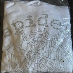 White rhinestone spider hoodie 
