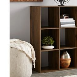 Bookcase, Bookshelves, Organizer , 6 Cubes, Canyon Walnut