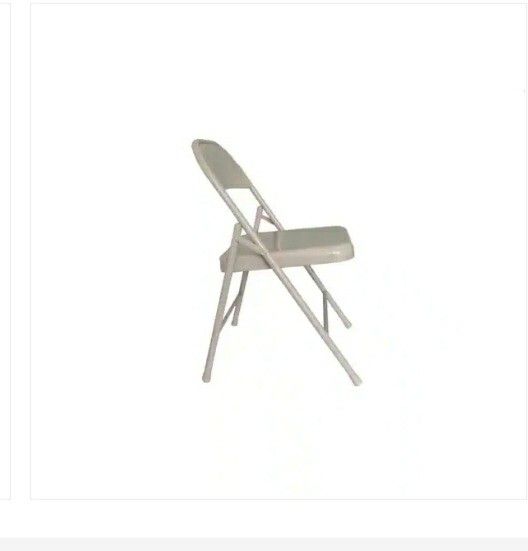 Beige Metal Stackable Folding Chairs

