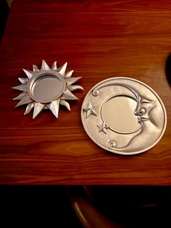 Silver Crescent Moon Face Decorative Wall Mirrors