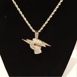 14k Gold-plated CZ Pendant With 24 In Chain BOGO Free