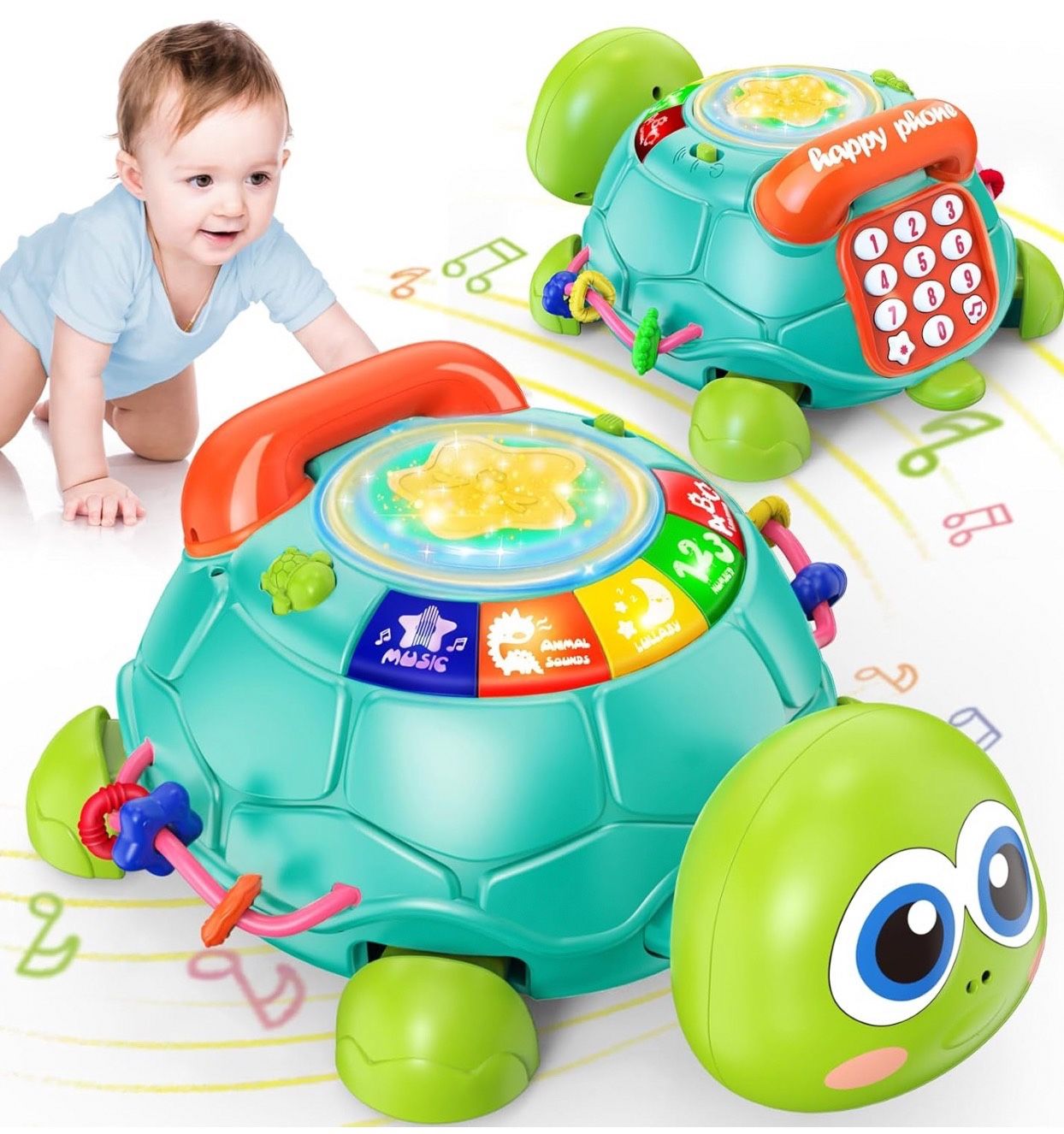 Baby Toys 6 to 12 Months,Musical Turtle Crawling Infant Toys,Early Learning Educational Toy with Light & Sound,Toddler Crawling Toys Birthday Gift for