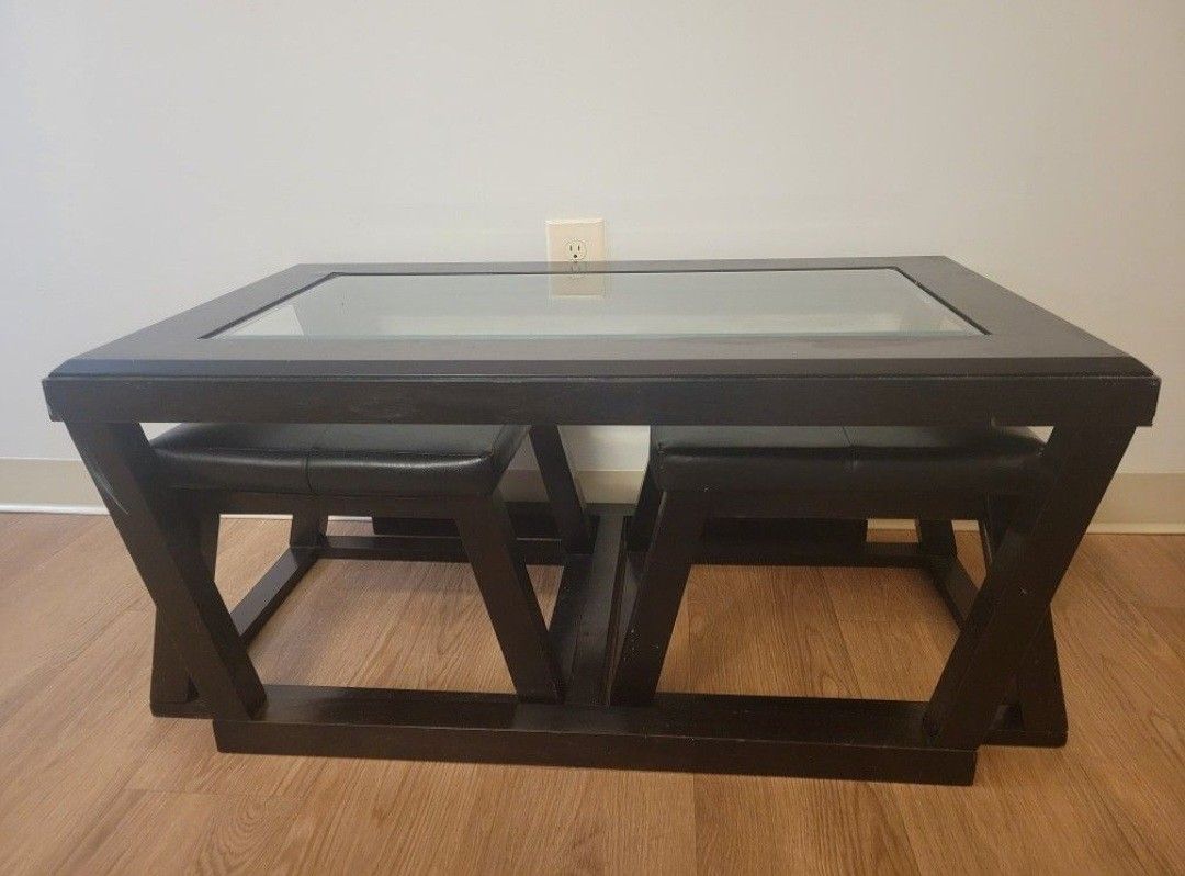 Coffee Table With 2 Side Benches