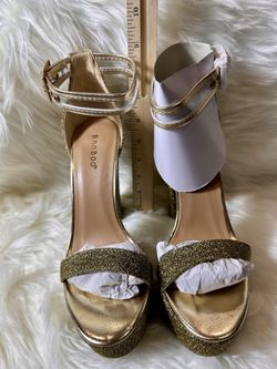 New in box: Gold Bamboo Tournament-Platform Heels – Gold 