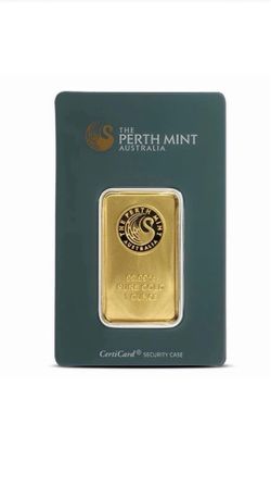 The Perth Mint 1 oz Gold Bar 0.9999 Fine in CertiCard Assay Card