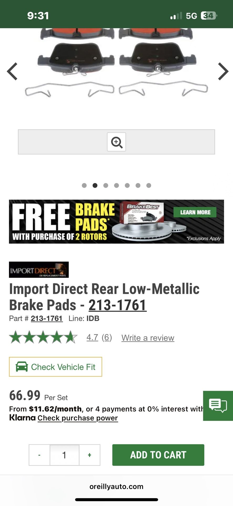 2015 Audi A3 Quattro Brake Pads