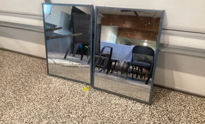 Twin Mid Century Steel Mirrors