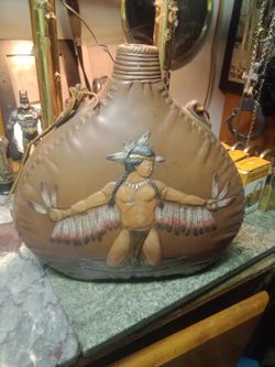 Vintage ceramic canteen native American.
