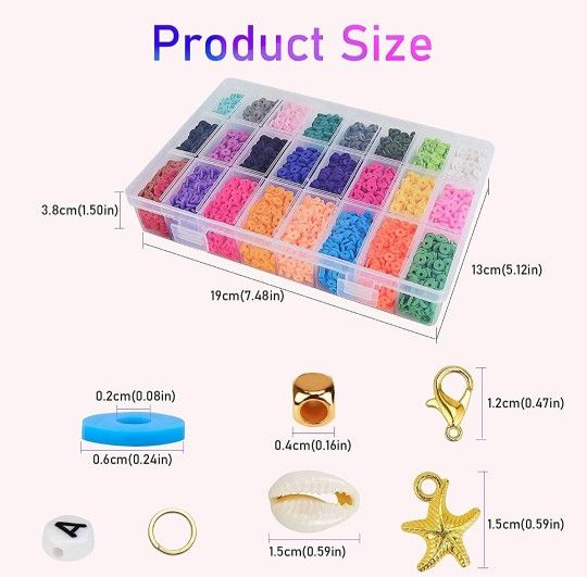 Clay Beads for Jewelry Making, 5400pcs 6mm Polymer Flat Beads for Bracelets Necklace Adults Girls Kids