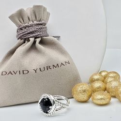 David Yurman Sterling Silver Infinity With Black Onyx Ring Sz 6. 5