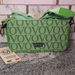 NWT Valentino Orlandi Double Zip Crossbody Shoulder Bag w/Adjustable Strap Green 
