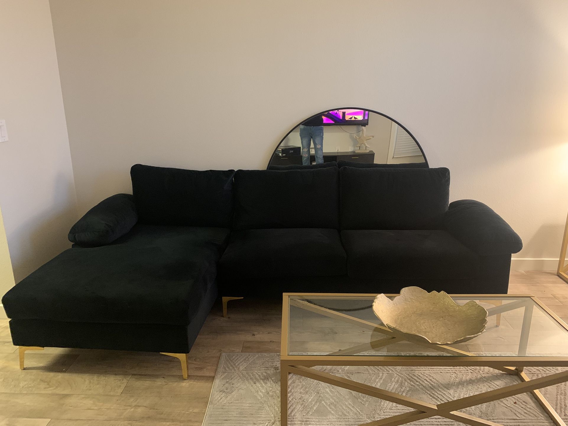 New black velvet sofa