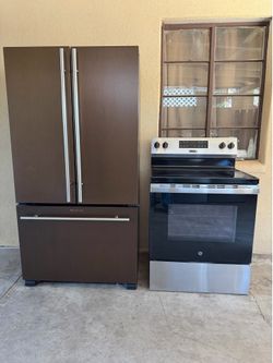 Counter depth, refrigerator, and electric range