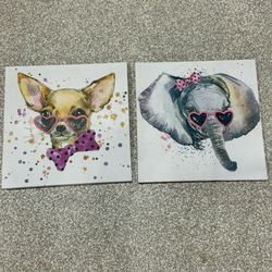 20x20 Elephant Chihuahua Dog Glitter Canvas Photos