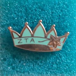 vintage 1990 👑 Zeta Tau Alpha silver & turquoise mother's pin