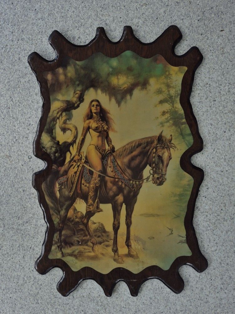 Vintage DenCraft Fantasy Plaque – Woman & Horse Resin Wall Art - 1970th Collectible 