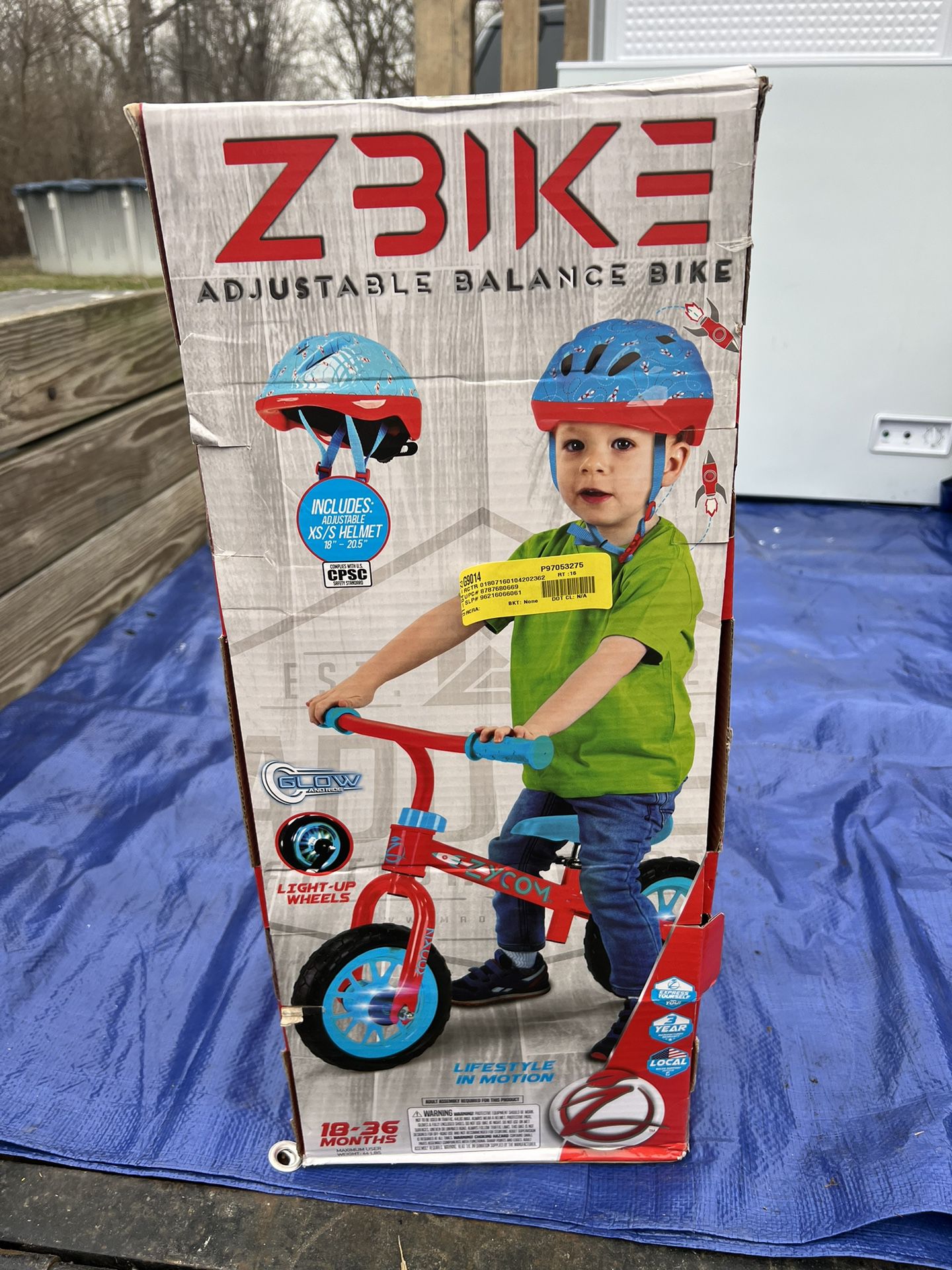 ZBike Toddlers Balance Bike and Adjustable Helmet Combo - Light Up– Red/Blue