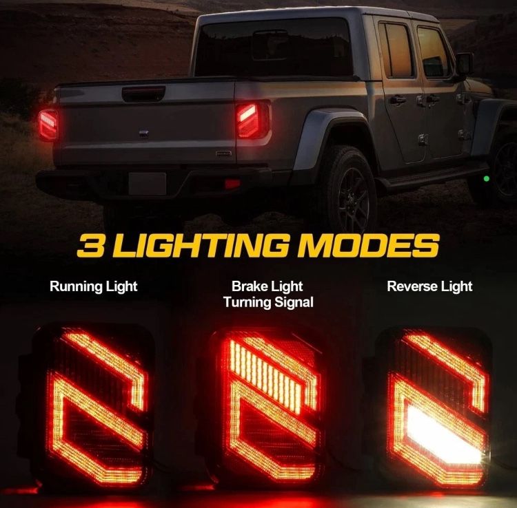 19-22 LED Gladiator Tail Lights for JT with Reverse Brake Light