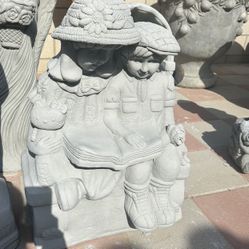 New Kids Sitting On Bench Made Out Of Cement Perfect Gift 🎁 