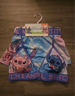 Women's M Disney Stitch Angel Bra & Boyshort Set Underwear Panty Pajamas