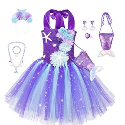 Mermaid tutu dress & all accesories included new size 2/3t